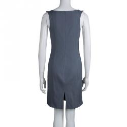 Pre Owned Emporio Armani Grey Sleevless Fitted Shift Dress M