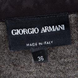 Pre Owned Giorgio Armani Brown Prince Of Wales Checkered Wool Skirt Suit XS