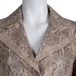 Pre Owned Emporio Armani Beige Snakeskin Textured Leather Blazer M