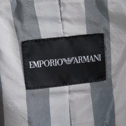 Pre Owned Emporio Armani Beige Snakeskin Textured Leather Blazer M