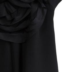 Pre Owned Emporio Armani Black Silk Rose Detail Dress S