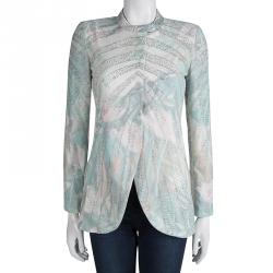 Pre Owned Emporio Armani Elite Multicolor Crystal Embellished Mandarin Collar Jacket S