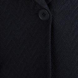 Pre Owned Emporio Armani Navy Blue Textured Chevron Pattern Skirt Suit S
