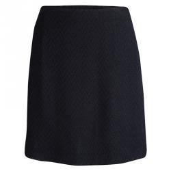 Pre Owned Emporio Armani Navy Blue Textured Chevron Pattern Skirt Suit S