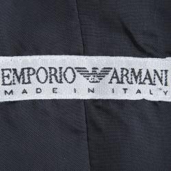 Pre Owned Emporio Armani Navy Blue Textured Chevron Pattern Skirt Suit S