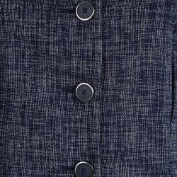 Pre Owned Emporio Armani Navy Blue Textured Mandarin Collar Jacket M