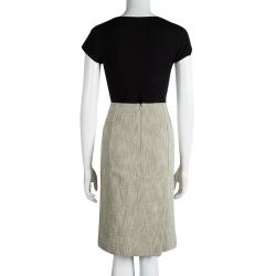 Pre Owned Emporio Armani Beige Textured Cotton Pencil Skirt L