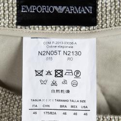 Pre Owned Emporio Armani Beige Textured Cotton Pencil Skirt L