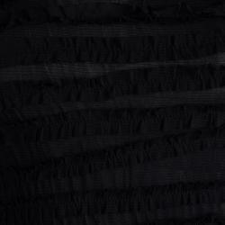 Pre Owned Emporio Armani Black Ruffle Detail Sleeveless Sheer Top S