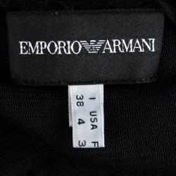 Pre Owned Emporio Armani Black Ruffle Detail Sleeveless Sheer Top S