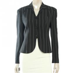 Pre Owned Emporio Armani Monochrome Striped Tailored Jacket S