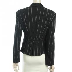 Pre Owned Emporio Armani Monochrome Striped Tailored Jacket S