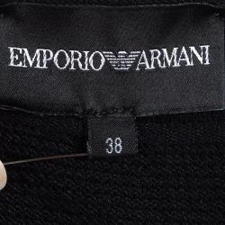 Pre Owned Emporio Armani Black Rib Knit Short Sleeve Top S