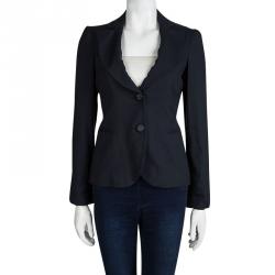 Pre Owned Emporio Armani Navy Blue Notched Collar Blazer S
