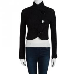 Pre Owned Emporio Armani Black Knit Cropped Cardigan M