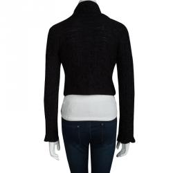 Pre Owned Emporio Armani Black Knit Cropped Cardigan M