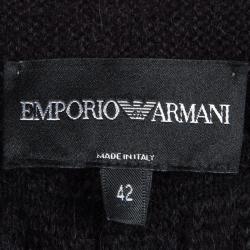 Pre Owned Emporio Armani Black Knit Cropped Cardigan M