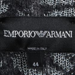 Pre Owned Emporio Armani Grey Floral Lurex Jacquard Cropped Cardigan M