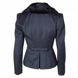 Pre Owned Emporio Armani Dark Grey Fur Collar Jacket S