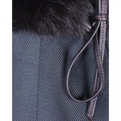 Pre Owned Emporio Armani Dark Grey Fur Collar Jacket S