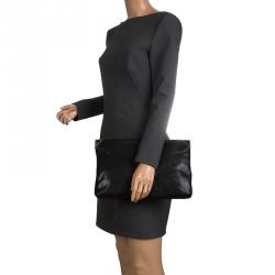Pre Owned Emporio Armani Black Leather Clutch