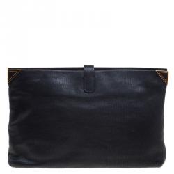 Pre Owned Emporio Armani Black Leather Clutch