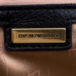 Pre Owned Emporio Armani Black Leather Bow Hobo