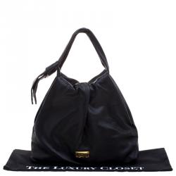 Pre Owned Emporio Armani Black Leather Bow Hobo