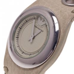 Pre Owned Emporio Armani Creme Stainless Steel AR5595 Women's Wristwatch 30MM