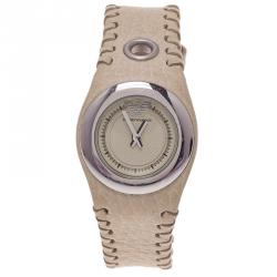 Pre Owned Emporio Armani Creme Stainless Steel AR5595 Women's Wristwatch 30MM