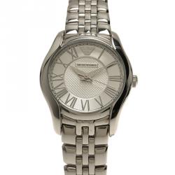 Pre Owned Emporio Armani Silver Stainless Steel AR1716 Women's Wristwatch 27MM 