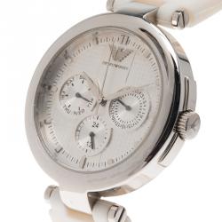 Pre Owned Emporio Armani Silver Stainless Steel AR0736 Women's Wristwatch 39MM