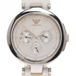 Pre Owned Emporio Armani Silver Stainless Steel AR0736 Women's Wristwatch 39MM
