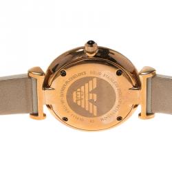 Pre Owned Emporio Armani Silver Rose Gold-Plated Stainless Steel AR1769 Women's Wristwatch 32MM