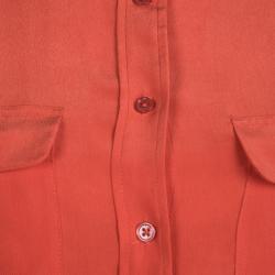 Equipment Fiery Red Silk Signature Button Front Shirt XS