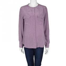 Equipment Purple Printed Silk Long Sleeve Blouse M