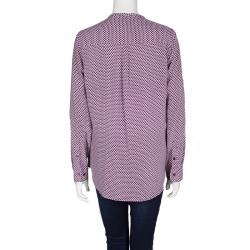 Equipment Purple Printed Silk Long Sleeve Blouse M