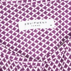 Equipment Purple Printed Silk Long Sleeve Blouse M