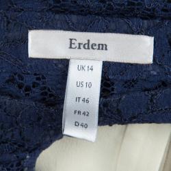 مملوكة مسبقًا Erdem Beige Contrast Lace Detail Long Sleeve Buttondown Shirt L