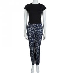 Erdem Navy Blue Floral Lace Trousers L