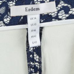 Erdem Navy Blue Floral Lace Trousers L