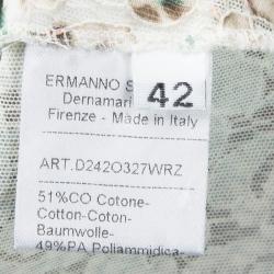 Pre Owned Ermanno Scervino Multicolor Floral Lace Pencil Skirt M