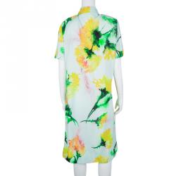 Pre Owned Escada Mint Cream Floral Print Dallinata Dress L