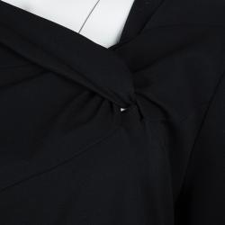 Pre Owned Escada Black Scuba Knot Detail Long Sleeve Dress L