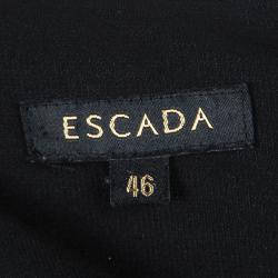 Pre Owned Escada Black Scuba Knot Detail Long Sleeve Dress L