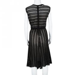 Escada Black Perforated Knit Sleeveless Asymmetric Bottom Dress XL