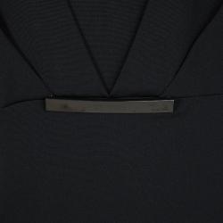 Pre Owned Escada Black Waist Plaque Detail Short Sleeve Dress M