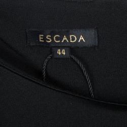 Pre Owned Escada Black Waist Plaque Detail Short Sleeve Dress M