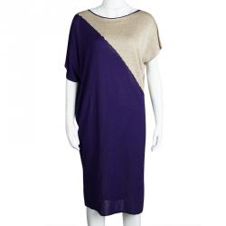 Escada Colorblock Knit Metallic Panel Detail Oversized Tunic M