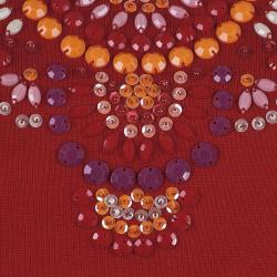 Pre Owned Escada Red Knit Embellished Top S